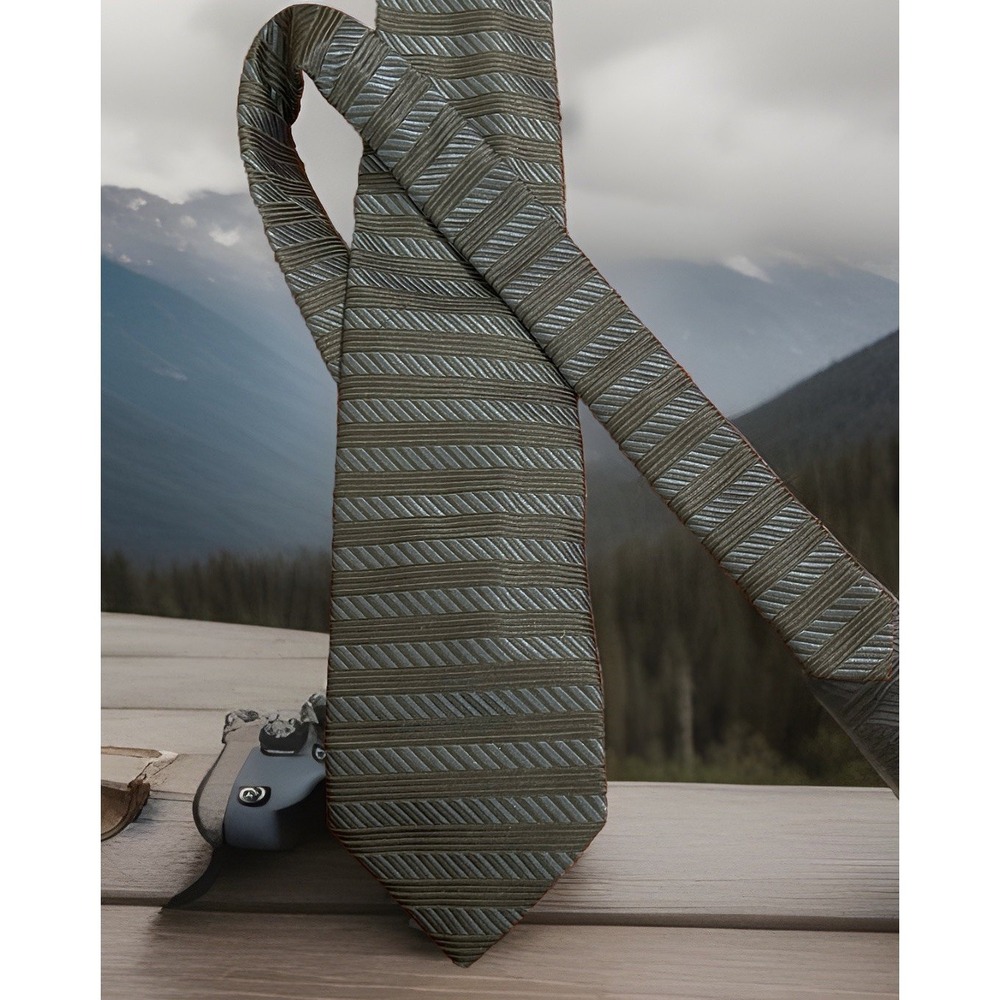 NeckTie Silk Vertical & Horizontal Stripes Blue & BLACK Color Men Tie Italy Made